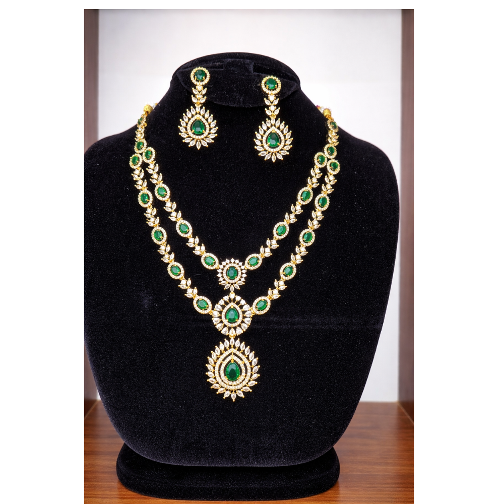 green-AD-stone-double-layer-neklace