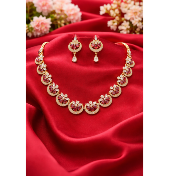 Ruby Bloom Floral Necklace Set