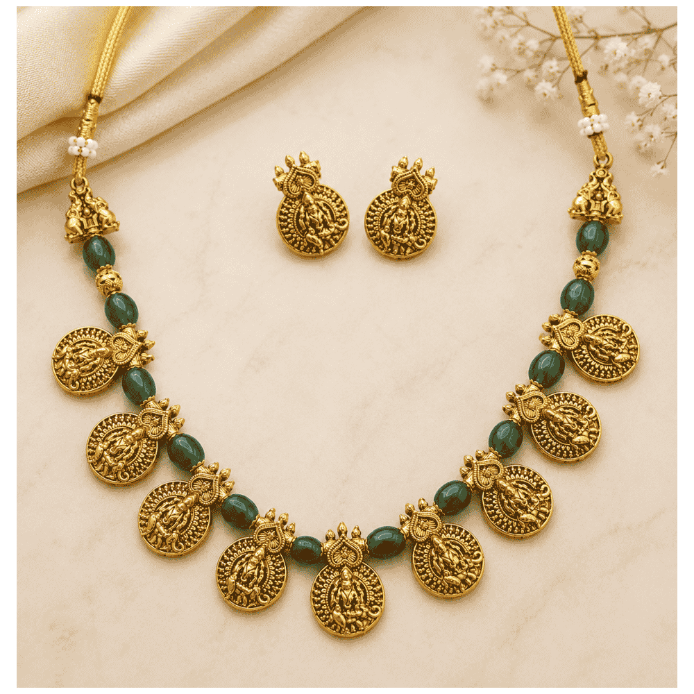 Emerald Lakshmi Necklace Set Emerald-Lakshmi-Necklace