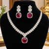 Elegant ruby stone floral necklace set