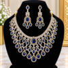 blue stone necklace Elegant blue stone bridal necklace set