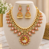 peacok pendant 1 Traditional peacock necklace set with matching jhumka earrings